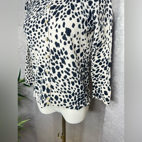 Charter Club Women’s Animal Print Button-Down Sweater Cardigan Beige Black P/S - Picture 5 of 11